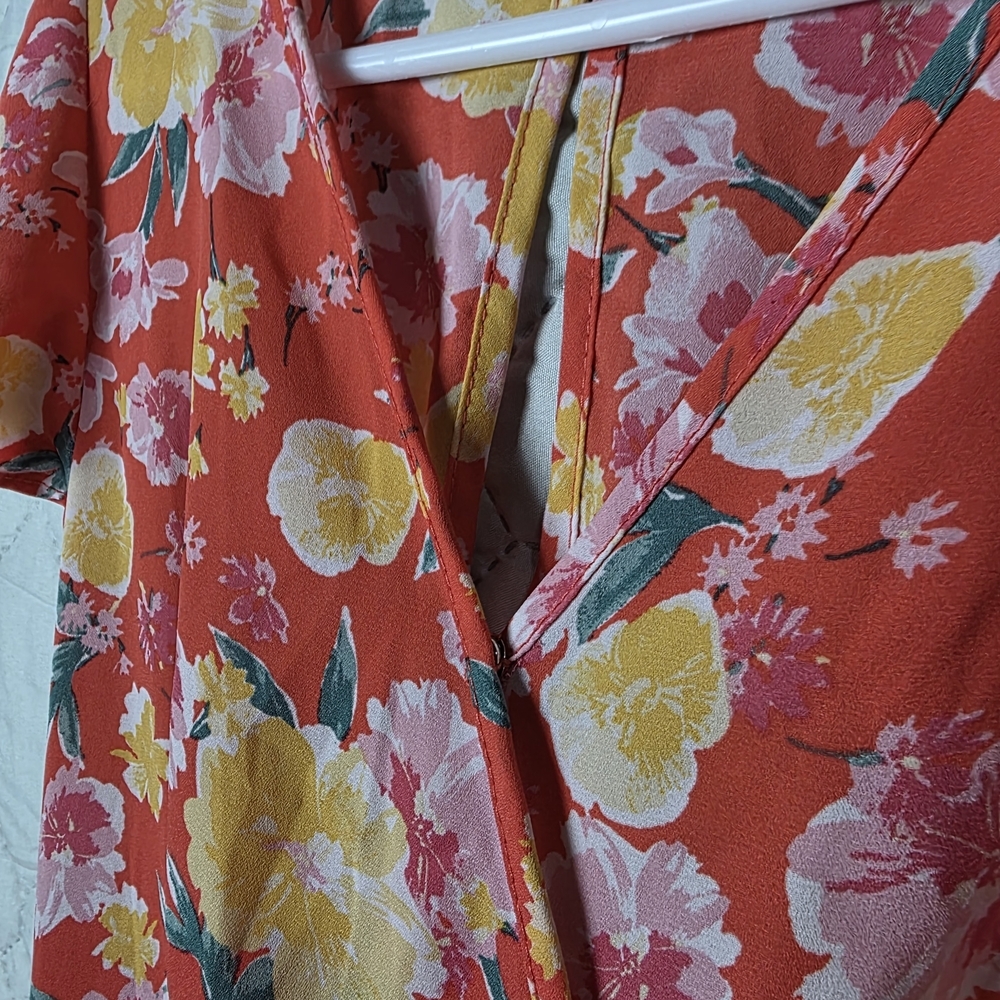 Sienna Sky Orange Size XS
 Floral Short Sleeve Dress midi
Lightweight fabric - Picture 6 of 11